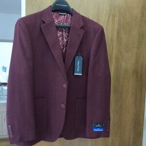NWT NAUTICA Men's Burgundy Blazer - 38S